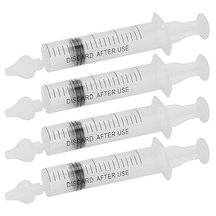 Silicone Nasal Irrigator, 4Pcs Professional Baby Nasal Irrigator 20Ml Portable Syringe Infant Nose Cleaner Rinsing Device for Home and Travel Use Deep Cleaning, Easy to Store and Carry