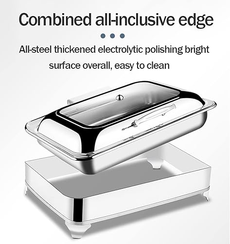 Miniatura 6 de Aprilhp Juego de bufé de platos de 9 litros, juego de servidores y calentadores de bufé de 400 W con ventana de vidrio y eje hidráulico,