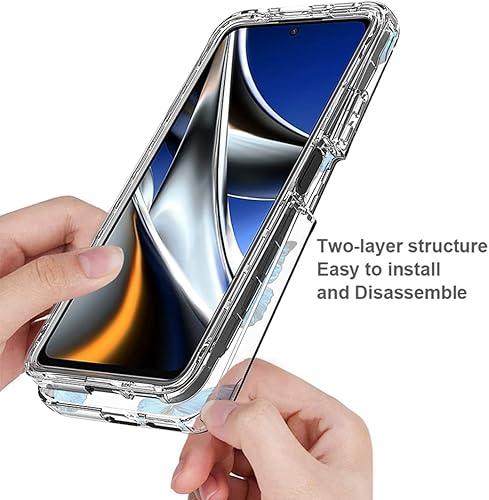 Miniatura 4 de Funda para Poco X4 Pro 5G, 2201116PG Funda con protector de pantalla de vidrio templado, cuerpo completo transparente floral TPU Slim Funda