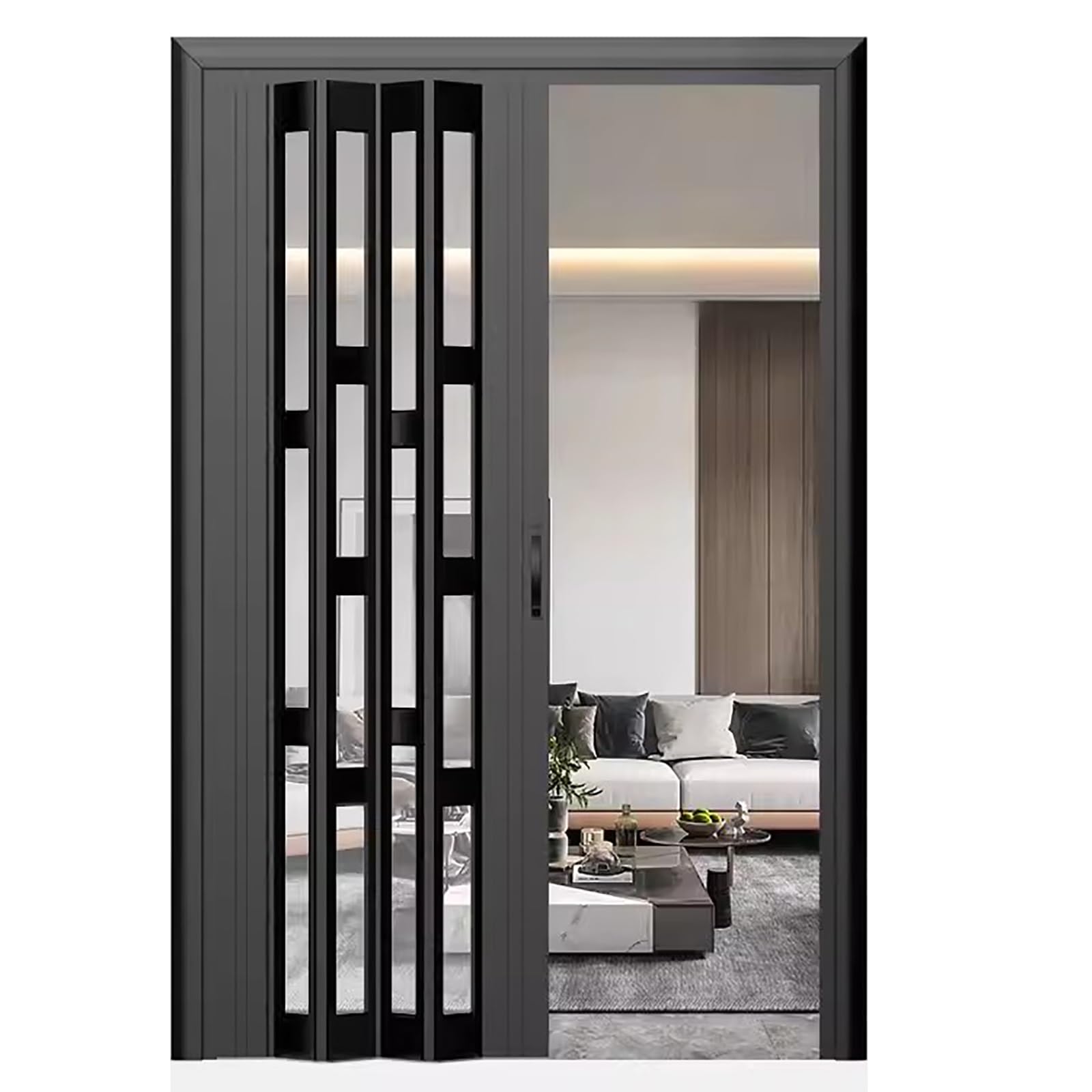 Ziehharmonika-Tür 60-90 Cm - Falttür Für Badezimmer Ohne Bohren