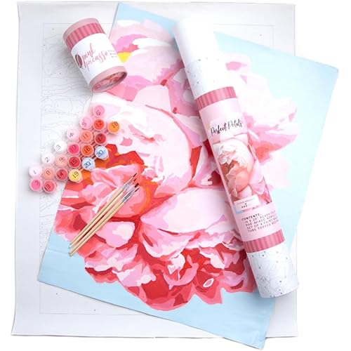 Pink Picasso Kits Botanical Floral Paint by Number for Adults &Teens | DIY Canvas 16x20 Acrylic Painting Kit Sets, Color by Numbers, Drawing, Arts & Crafts, As Seen On Shark Tank (Perfect Petals)