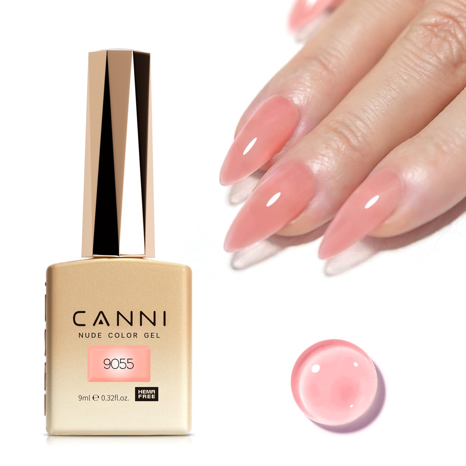 Photo 1 of CANNI Nude Pink Gel Nail Polish, 1Pcs Translucent Jelly Gel Polish Color High Gloss Soak Off U V Nail Manicure Salon DIY