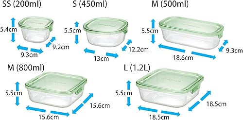 Miniatura 7 de iwaki PS-PRN-4G2 Pack & Range - Recipiente de almacenamiento de vidrio resistente al calor, color verde, juego de 4