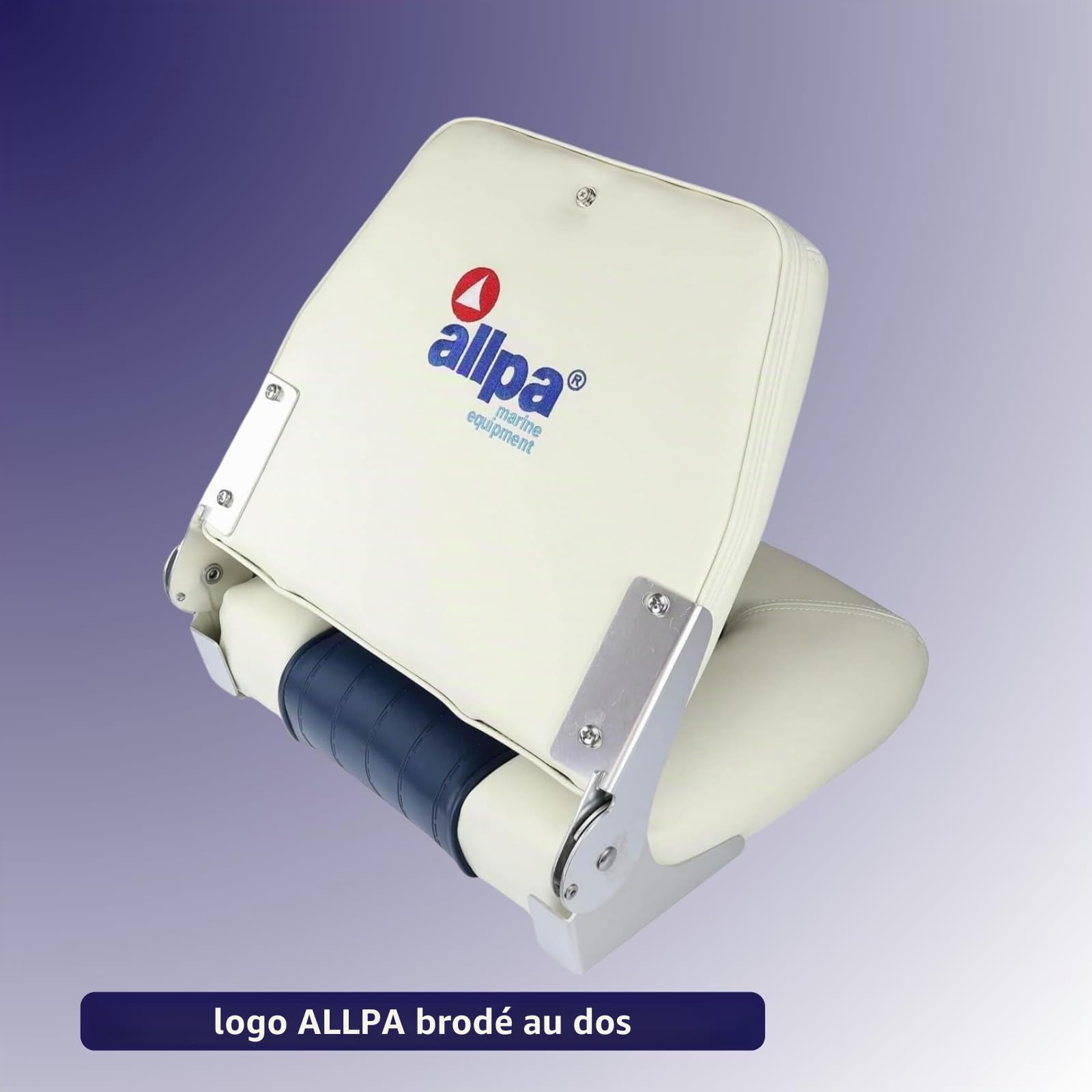 ALLPA Siège de bateau pliant Coach Premium | Chaise résistante aux intempéries et imperméable pour bateaux et pêcheurs - Blanc bleu