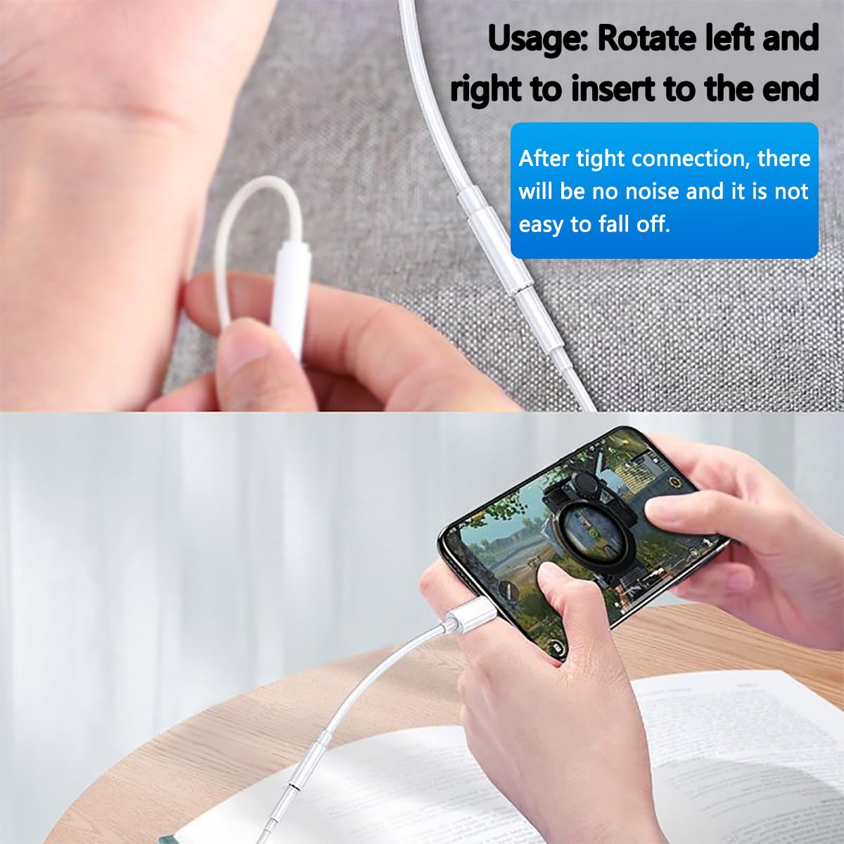 Adattatore Cuffie per Phone MFi Certificato Cavo Aux Audio Dongle Convertitore Compatibile con Phone 14Pro/14/13/12/SE/11/X/XS/8/7 2 Pack
