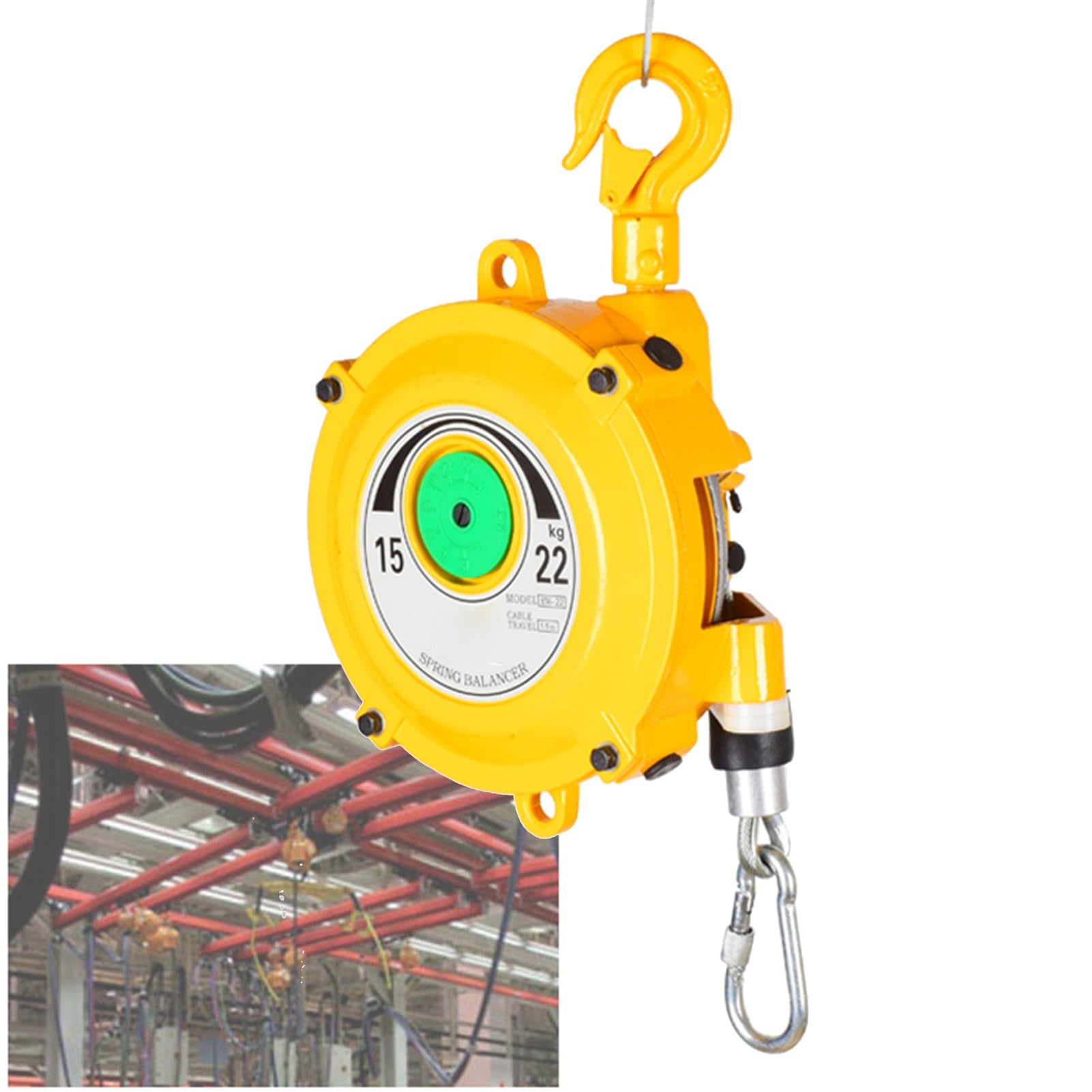 Einstellbarer Federausgleich, strapazierfähig, einziehbar, selbstsichernd, für Werkstattmaschinen, Tragfähigkeit 1-30 kg, ideal für den Fabrikeinsatz