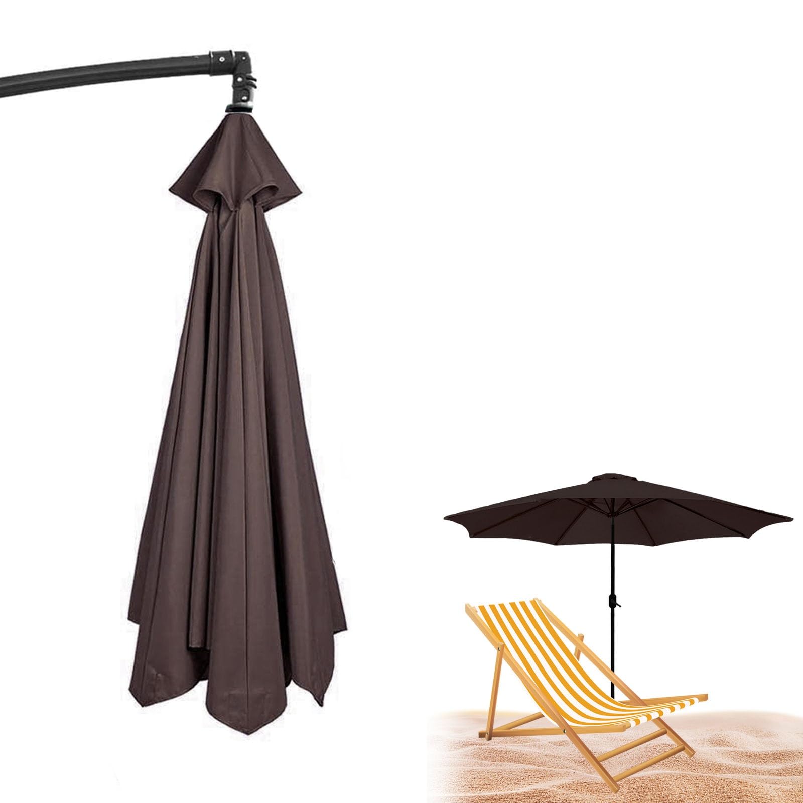 Pink Palm 6.5ft 7.5ft 8.2ft 8.8ft 9.8ft 11.5ft Umbrella Replacement Parasol Canopy, Replacement Fabric Cloth Cover Fit 6/8 Ribs Offset Hanging Umbrella(Brown,8ribs-300cm(9.8ft))