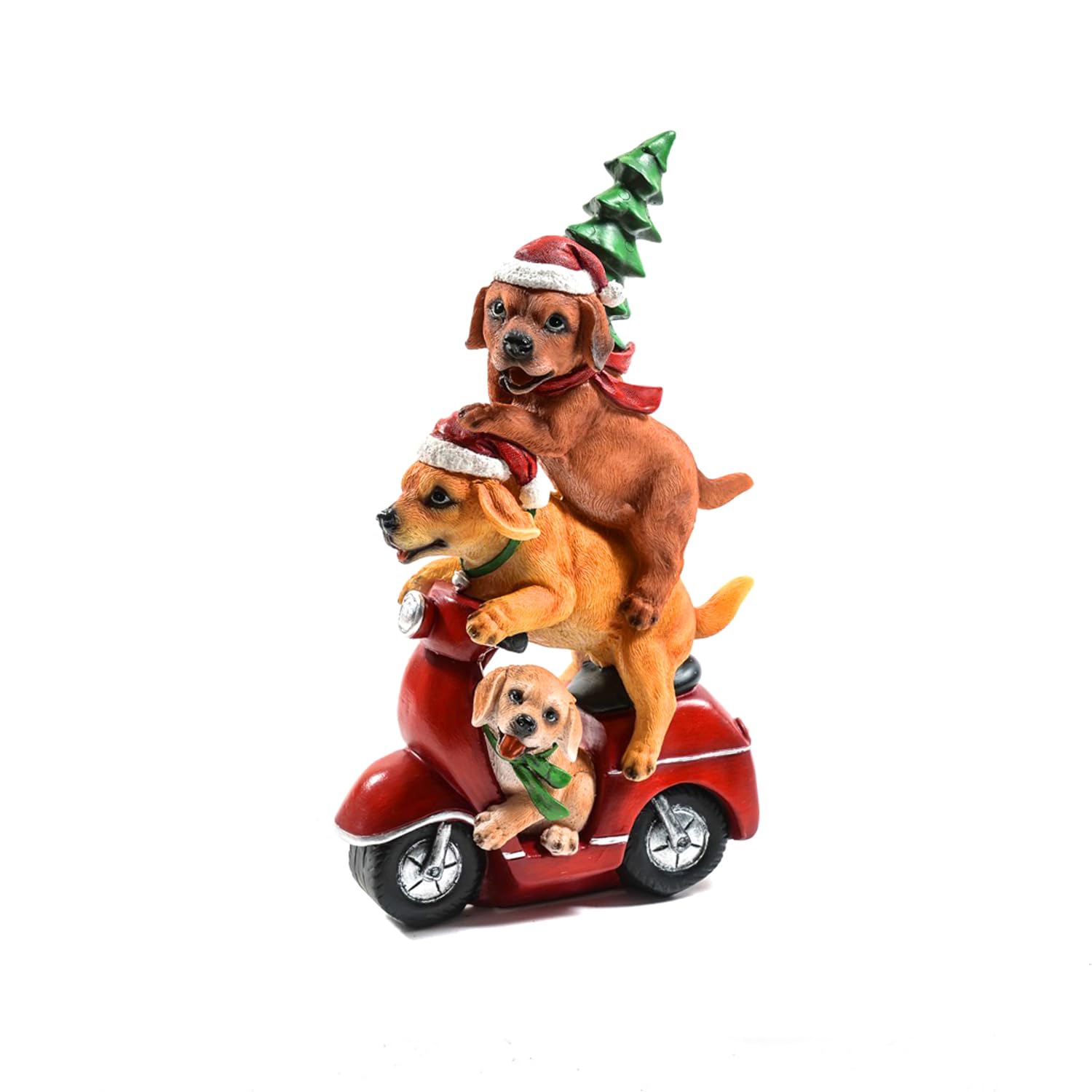 Décoration Noël résine Kasanova chiens sur roulettes, cadeau festif idéal