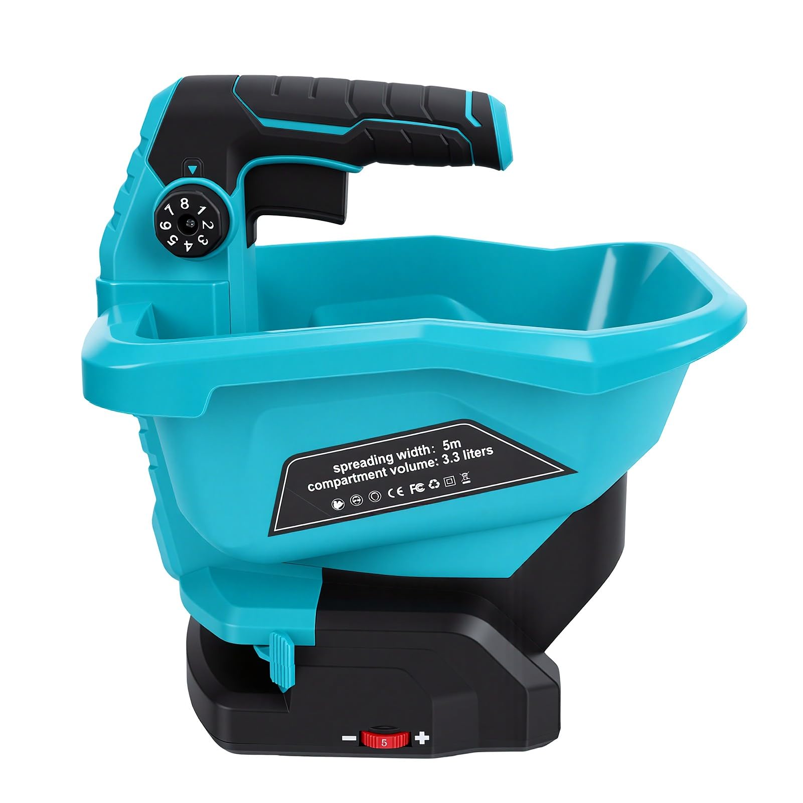 Luocute Épandeur de Pelouse Portatif pour Batterie 20 V, capacité 3,3 L