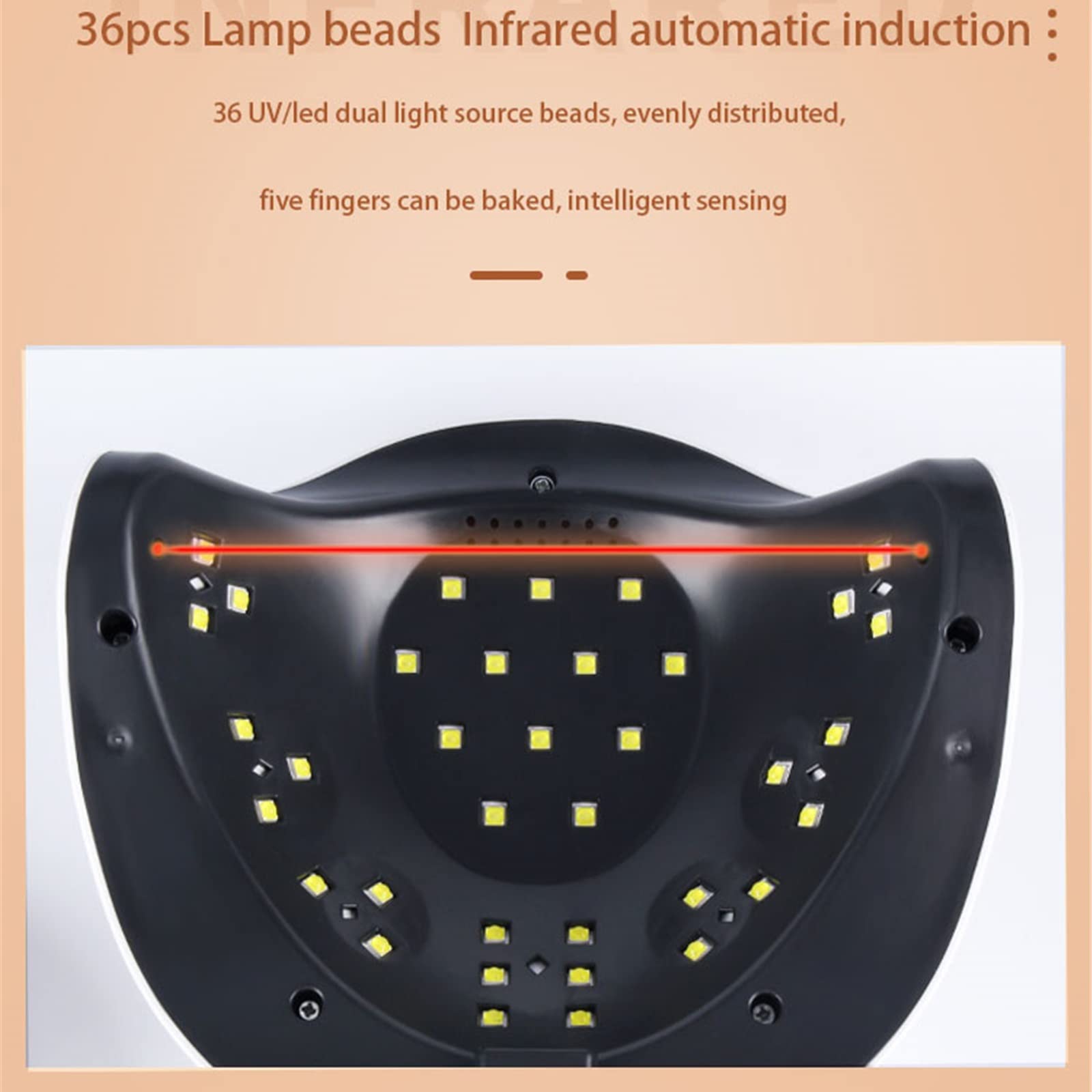 ZYC Tocca Pulsante per Unghie Lampada per Unghie 120W 36 Perline UV Lampada Lampada Aggiornamento Tutta la Lampada per Polacco Gel Polish Phototherapy Auto Nail Secchio
