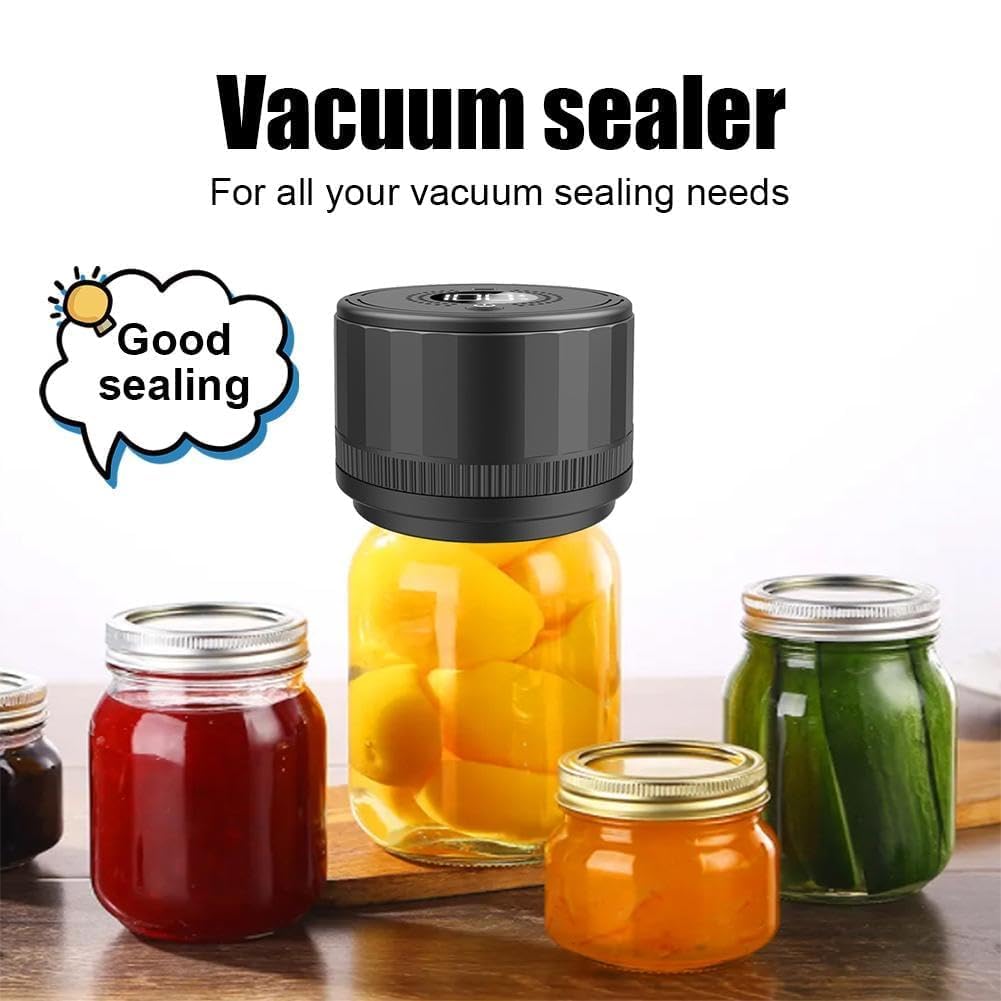 Sellador al vacío eléctrico de tarros de masón, sellador al vacío portátil con Pantalla LED, sellador de tarros de masón Recargable por USB para Boca Ancha y Boca Regular