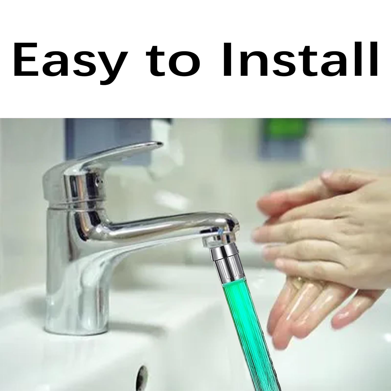 3-Color LED Water Faucet - Temperature Sensitive Gradient Light Color Changing Faucet Tap for Kitchen Bathroom — view 6