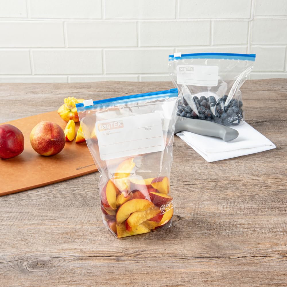 Bag Tek - Bolsas deslizantes para congelador de 1 cuarto de galón, 25 bolsas desechables con cremallera - Cremallera deslizante, parte inferior expandible, bolsa de plástico 4