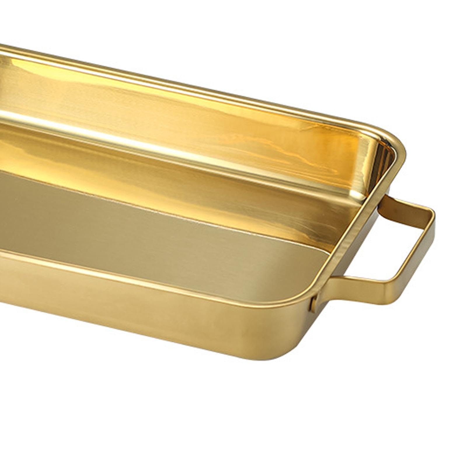 Fuente para Hornear Pescado de Acero Inoxidable con Asas Prácticas, Oro 38cm, Individual