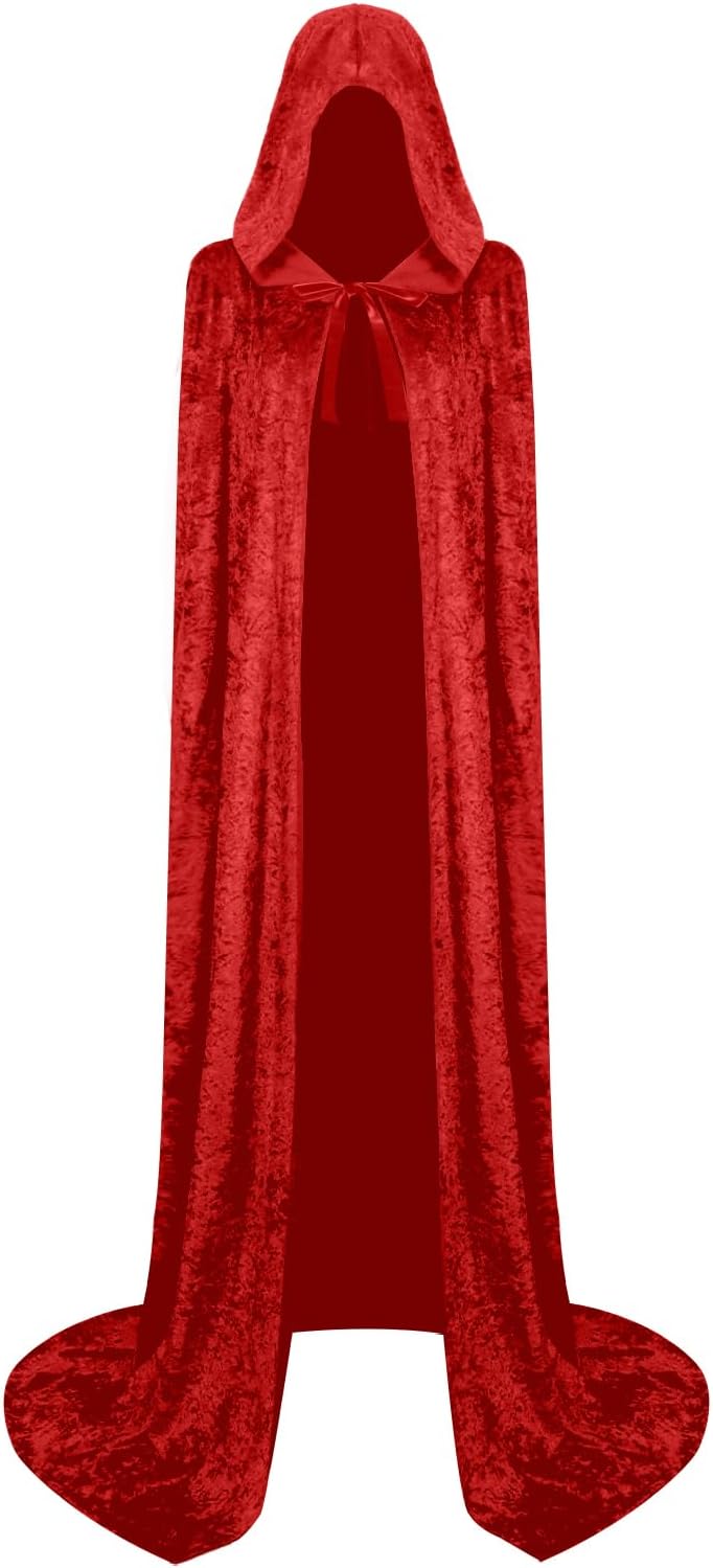 Hooded Cloak Velvet Cape with Hood Halloween Capes for Women Witch Costume Vampire Cloak Wizard Robe Cosplay