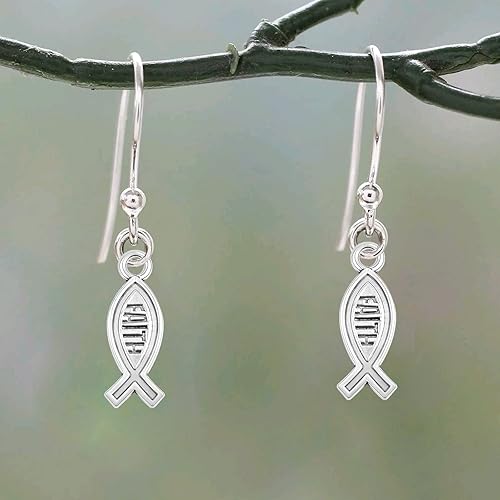 Miniatura 4 de 50 dijes de plata antigua con forma de pez de Jesús, de aleación vintage con forma de pez cristiano, suministros para manualidades, pulseras,