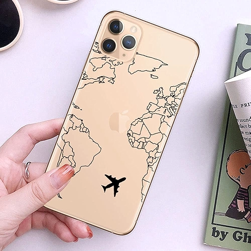 Capas de telefone TPU macias de viagem mapa do mundo para iphone 13 12 pro xs max xr 7 8 plus 6s capa de avião para iphone 11 se2020 coque, d, para iphone xr