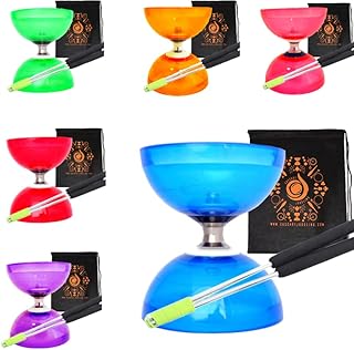 Quartz Triple Bearing Clutch Diabolo Set with Aluminium 'Metal' Sticks, Diabolo String and Cascade Carry Bag (Blue with Silver Handsticks)