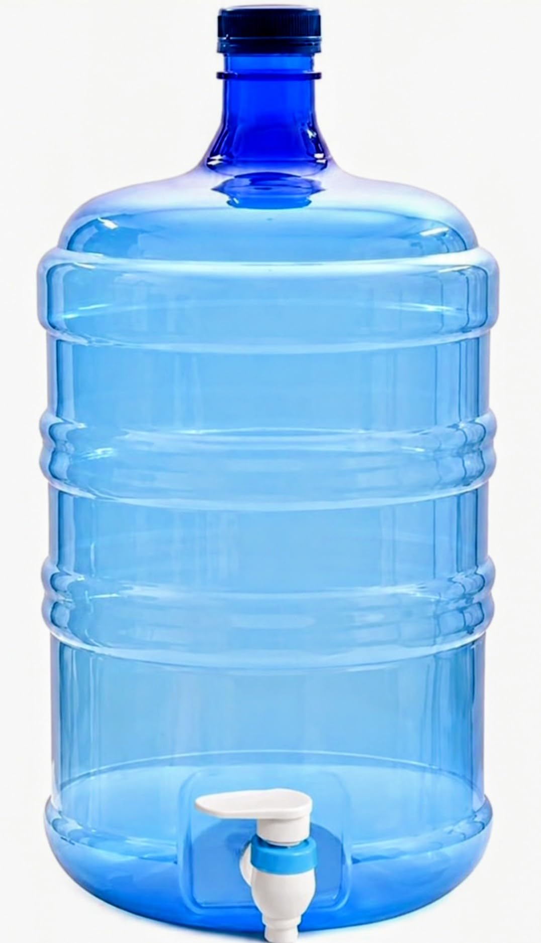 20 Litre BPA Free Plastic Water Storage Jar with Built-in Tap, Blue, Classic Style-image-1