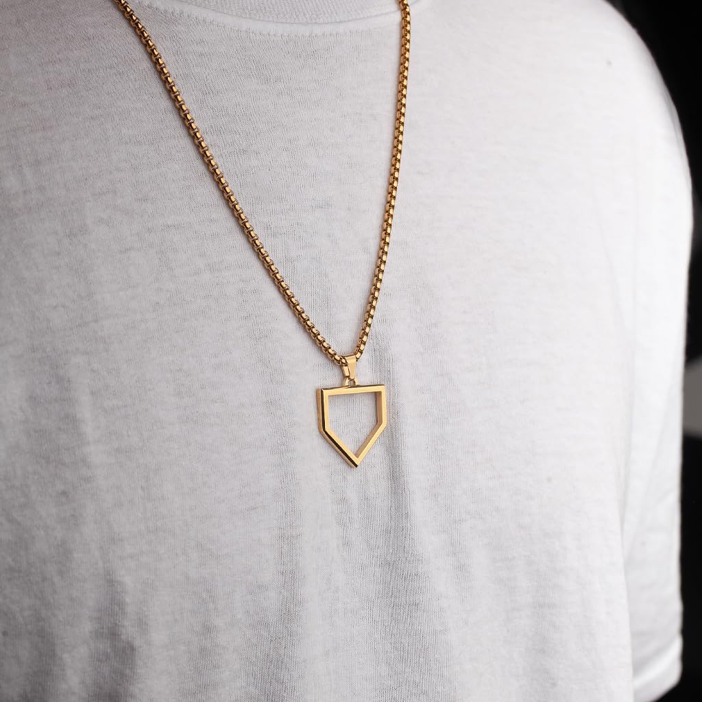 FlowX Jewelry Home Plate Pendant Necklace - Baseball Chain