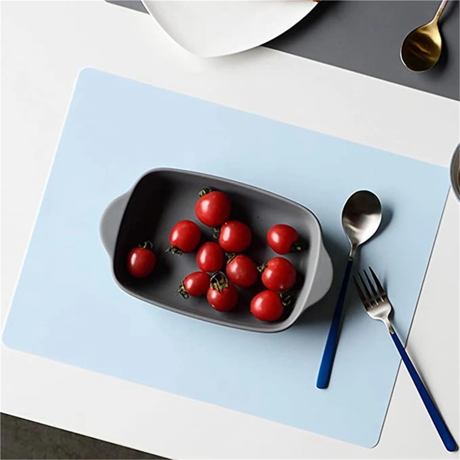 Tovagliette in silicone per uso alimentare, antiscivolo, protezione per piano di lavoro, tappetino da cucina, tappetino da forno, lavabile in lavastoviglie (silicone grigio crema, 40 x 30 cm, 10 pezzi