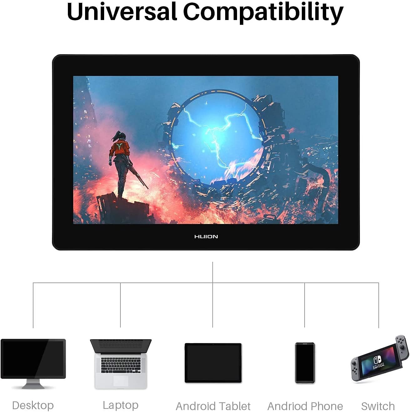 HUION Kamvas Pro 16(4K) UHD Graphic Drawing Tablet with Screen, Full-Laminated Display, 8192 Battery-Free Stylus Supports Tilt Function, 120% sRGB, Stand Included -15.6 Inch