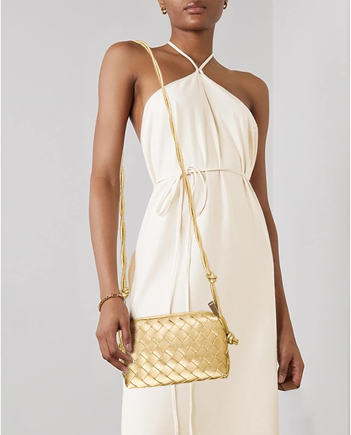 Woven Crossbody Bags For Women, Small Handmade Purse Clutch Shoulderbag Handbag, Zipper Closure - Image 2