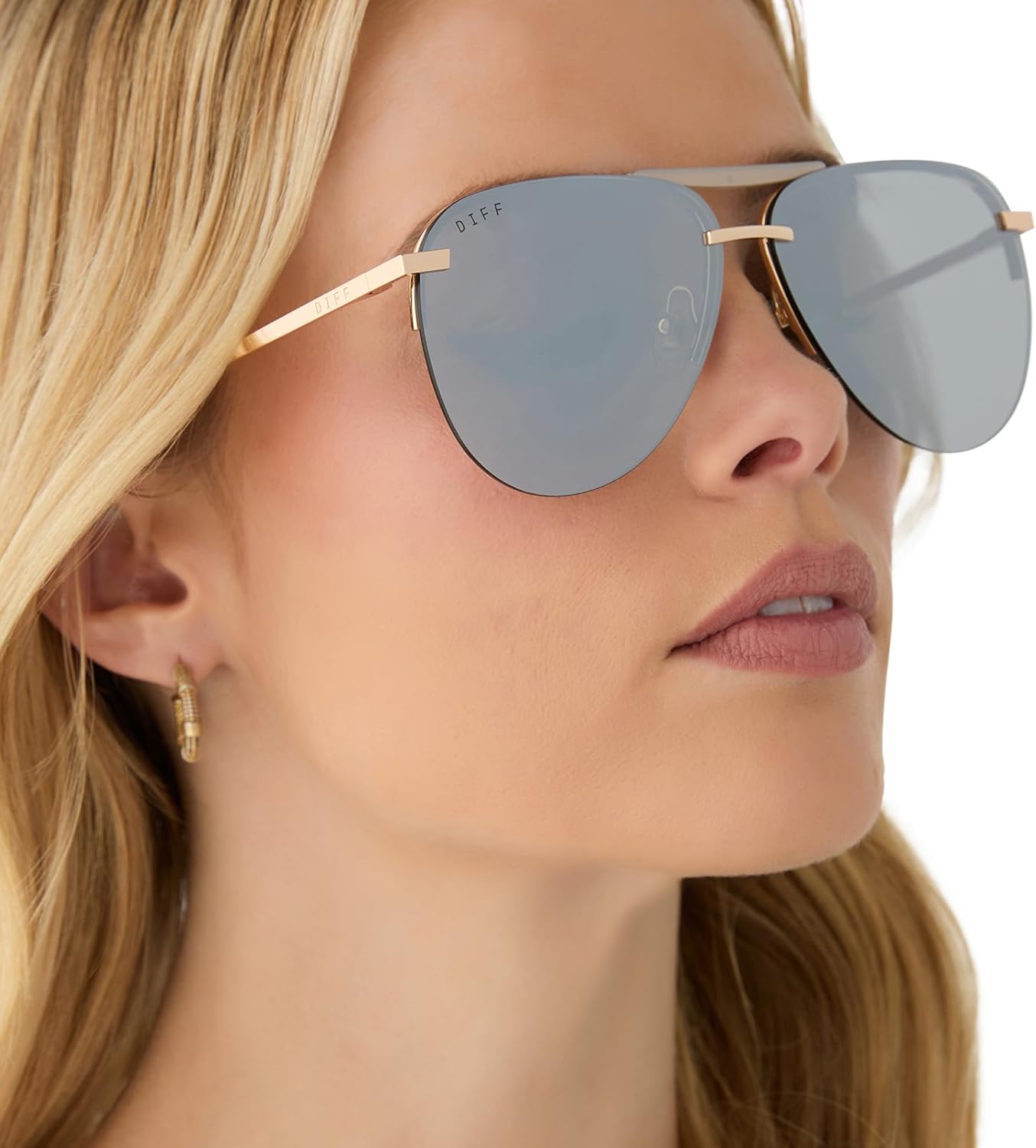 DIFF Tahoe | Designer Oversized Aviator Sunglasses for Women | UV400 Protection Gold Frames - Image 2