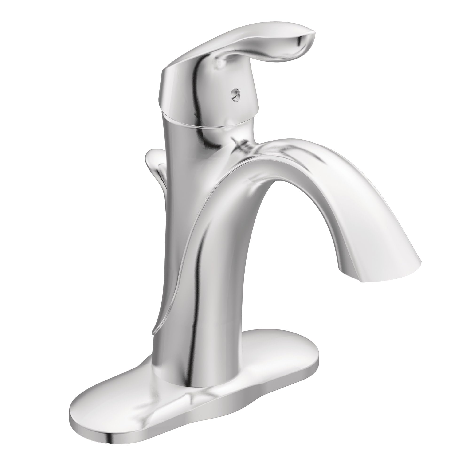 Moen Eva Chrome One-Handle Single Hole Bathroom Sink Faucet with Optional Deckplate and Available Vessel Sink Extension Kit, 6400WaterSense