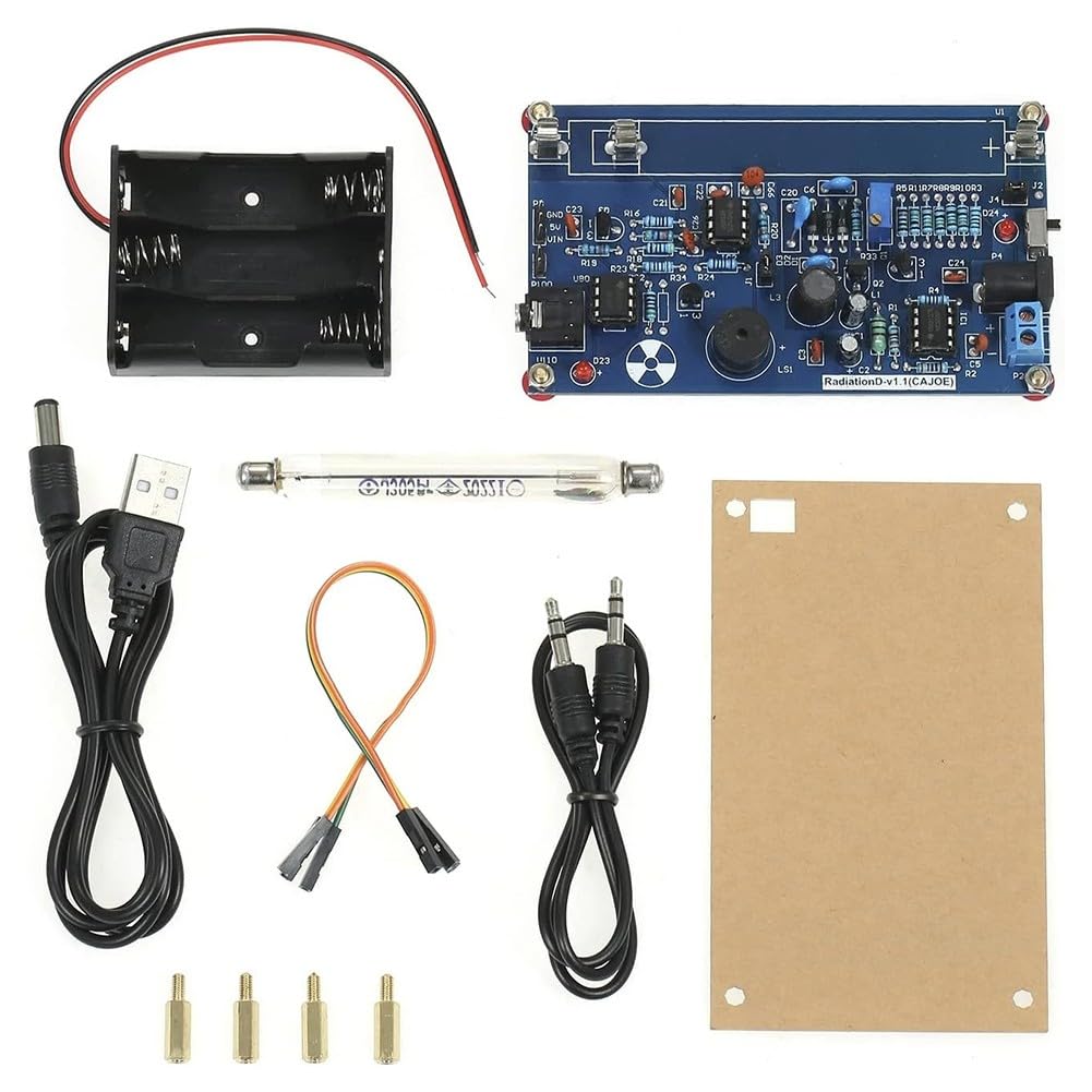 Kit de detector de radiación nuclear DIY con tubo J305, compatible con Arduino para montaje de contador Geiger, alertas visuales y audibles, placa PCB para tubos M4011/STS-5/SBM-20