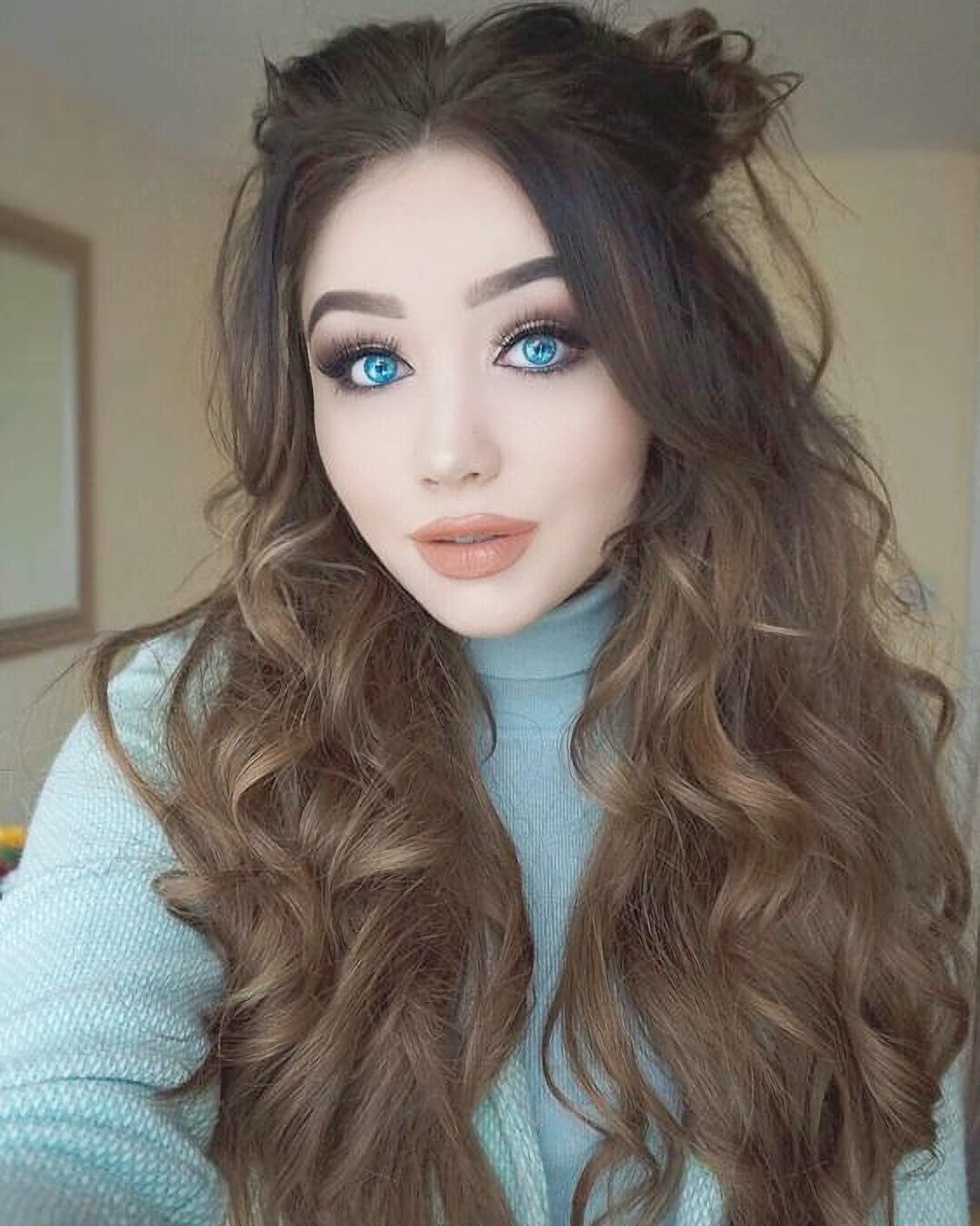 IMSTYLE Synthetic Lace Front Wig Brown Long Wavy Natural Hairline Heat Resistant Wig for Women Drag Queen 26 inch - Image 2