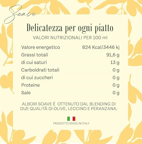 ALBORI Soave - Olio Extravergine di Oliva Italiano 5 Litri NUOVO 2025/2026 Estratto Freddo, Olio di Oliva con Olive Leccino e Peranzana Delicato per Pesce, Carne, Verdura, Box con Versatore Antispreco - 2