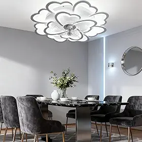Daksan Ventilador de Teto Flor LED 88cm - Fandelier Slim 144W, 3 Cores Ajustáveis, 6 Velocidades, Controle Remoto, Baixo Perfil - Quarto/Sala (Branco)