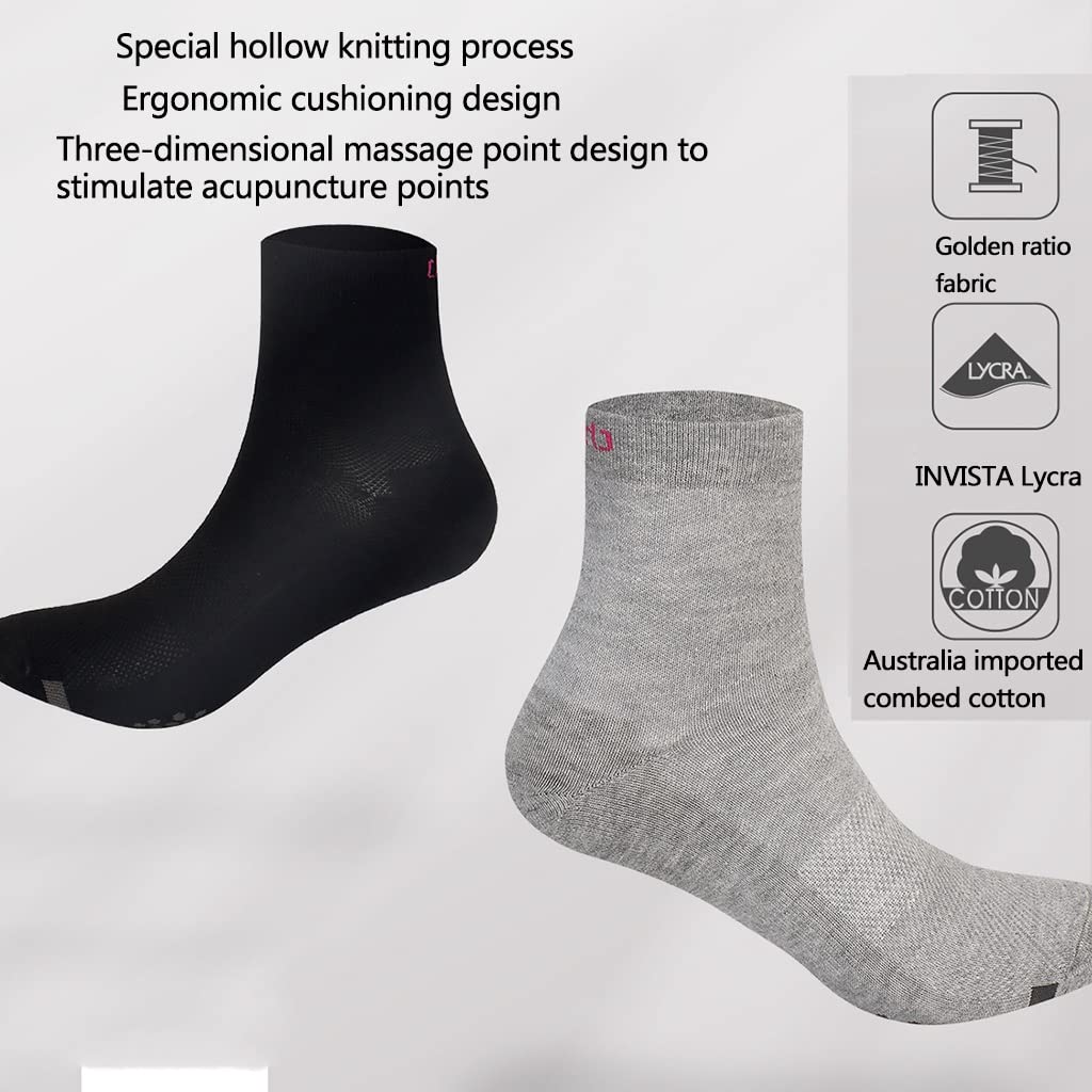 Confezione da 6 Paia Uomini Calzini Eleganti Massaggio Al Grafene Cotone Premium Calzini Assorbimento Dell'umidità per la Casa, Il Trekking, L'esterno