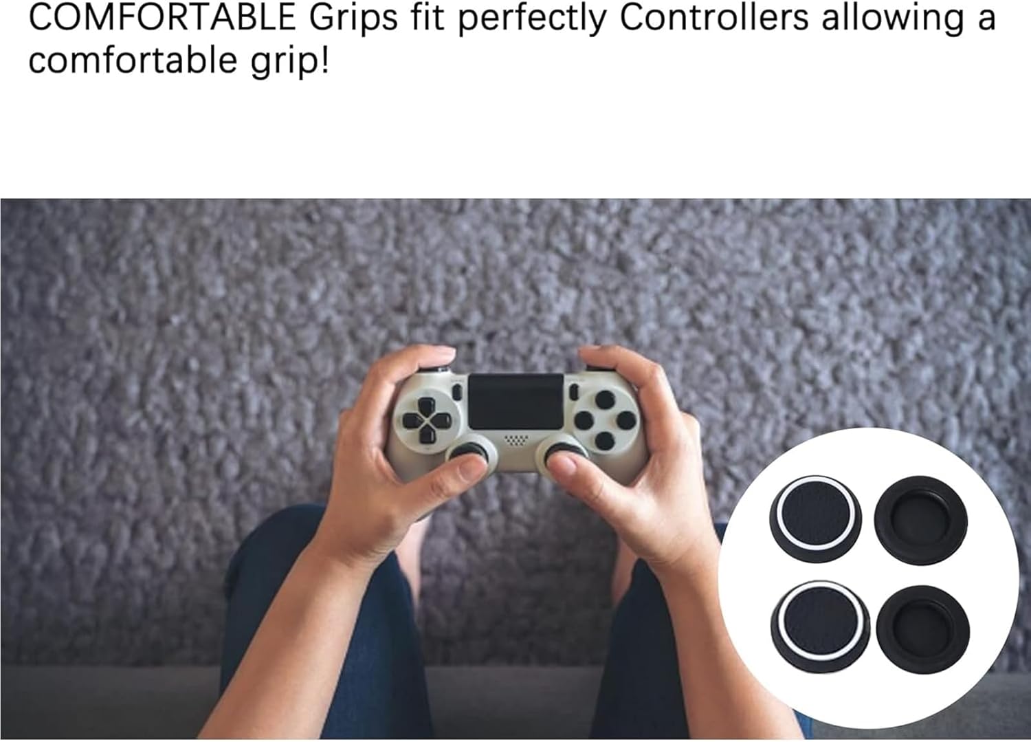 4 PCS Controller Grips, Thumb Grips Compatible with Ps5 & Ps4 Controller Thumb Grips Silicone Cover Joystick Protection Attachments, Convex and Concave-Raised Dots & Studded Design