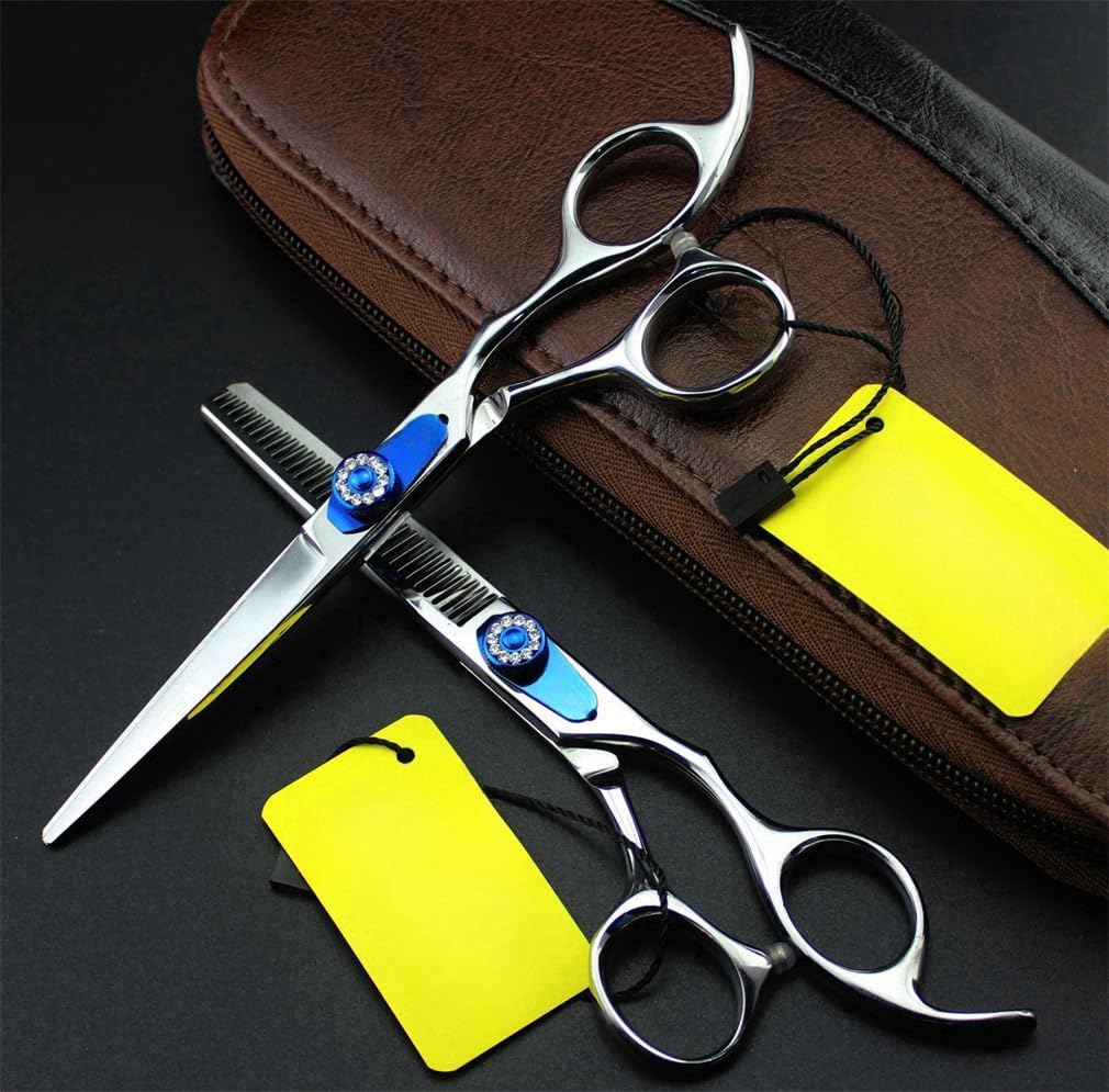 Juego de Tijeras de peluquería y Recortadora de Cabello de 6 Pulgadas, pulidas a Mano. Incluye un Elegante Peine y Estuche. para Uso Profesional en peluquerías o en casa.