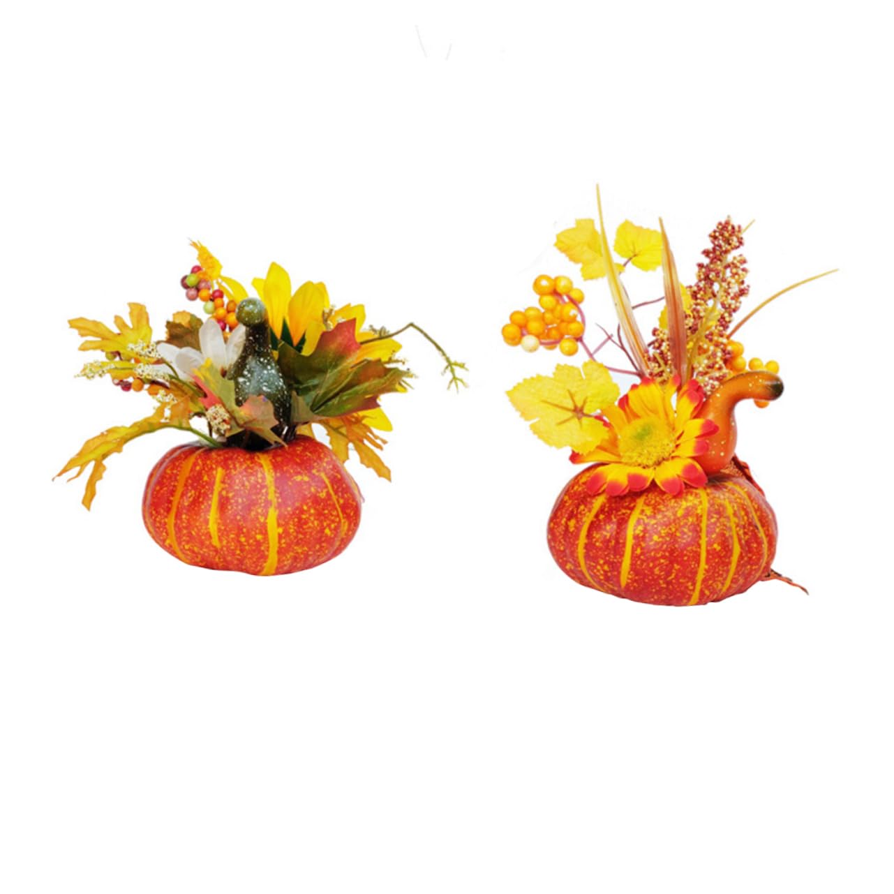 TOPBATHY 3 Set Mini Zucche Decorative Set Foglie Dacero Elegante Autunno Decorazione Della Casa Per Feste 2 Pezzi * 3