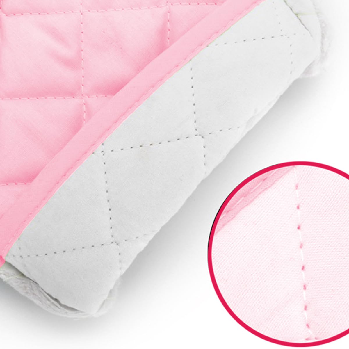 Set di 4 guanti da forno e presine rosa resistenti al calore (2 guanti + 2 imbottiture), in poliestere trapuntato a doppio strato, accessori da cucina per cottura e cottura