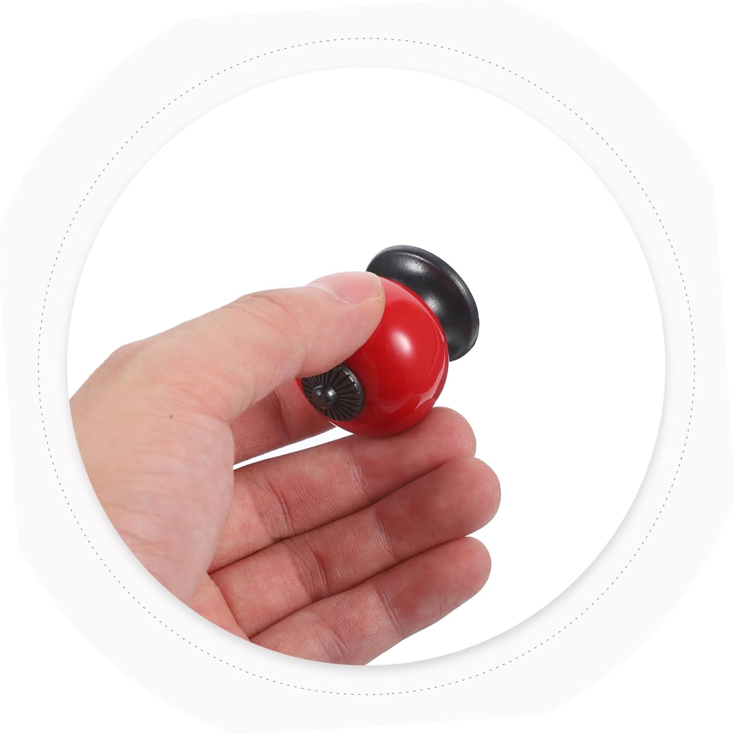 ARTIBETTER Ceramic Cabinet Knobs Red Round Drawer Pulls for Kitchen Cupboard Dresser Doors 1.5 Inch Ceramic Handle Set for Home Improvement