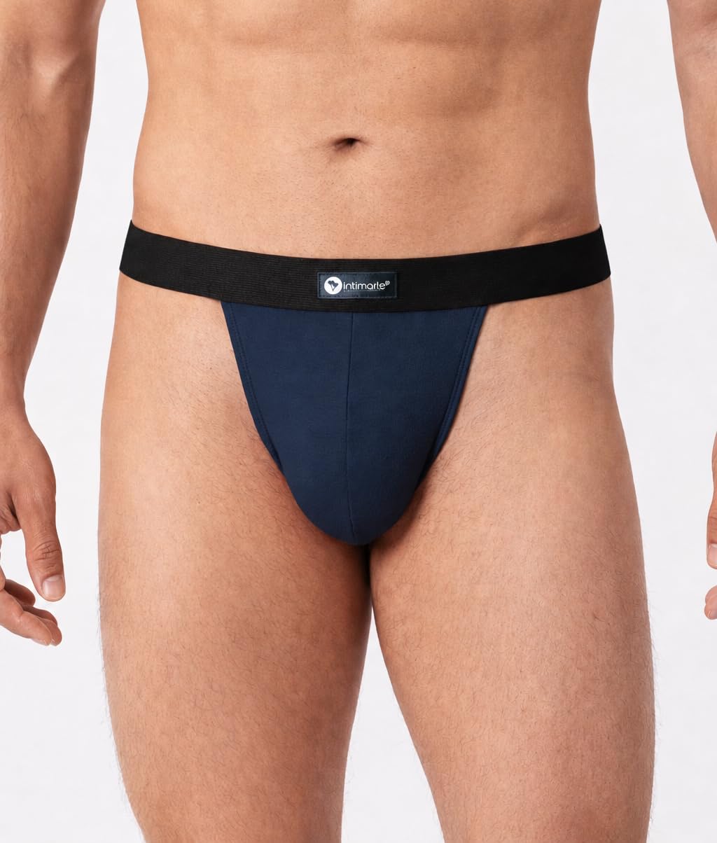 Premium Cotton Lycra Men’s Jockstrap Underwear – Athletic Supporter-Navy-image-1