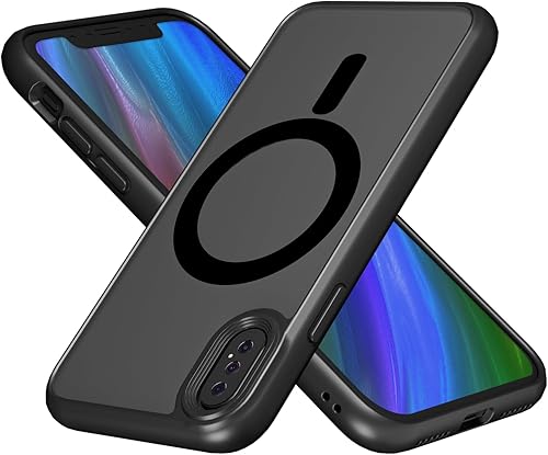 Funda magnética para iPhone Xs Max compatible con la cubierta de carga inalámbrica MagSafe color negro