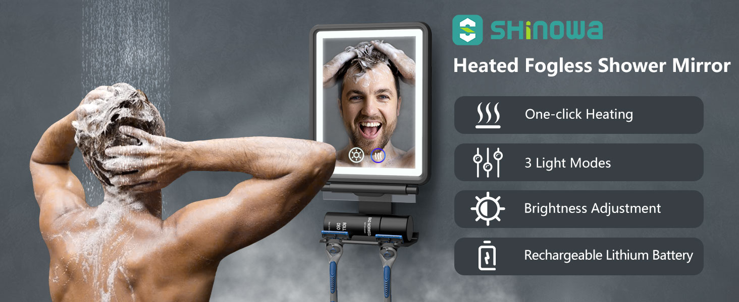 Heated Shower Mirror Fogless for Shaving, 3 Colors Stepless... Heated Shower Mirror Fogless for Shaving, 3 Colors Stepless...