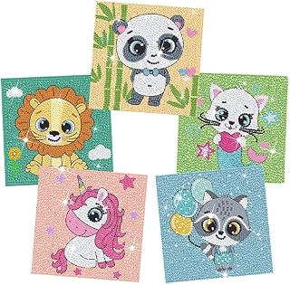 cxwind Unicorn 5D Diamond Painting Kit for Kids DIY Big Gems Diamond Art Crafts Christmas Kits for Kids, Lion Panda Cat Raccoon Diamond Painting Kits for Kids Boys Girls Gift Ages 6-8 -10-12 (01)