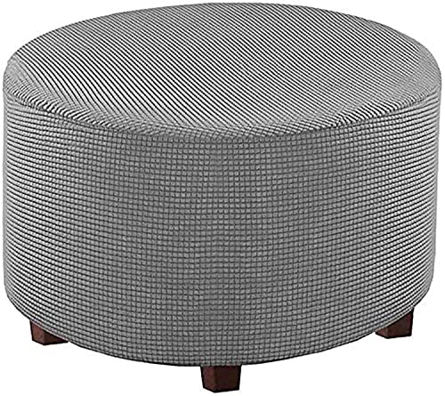 ZZDXW Funda Otomana Redonda De Tejido Jacquard, Funda De Reposapiés De Sofá, Funda para Taburete Elástica Extraíble Lavable Protector De Puff con Parte Inferior Elástica (Color : W, Size : 45-50CM) thumbnail