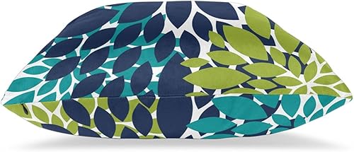 Miniatura 4 de GETTOGET Juego de 2 fundas de almohada de flores de dalia verde azulado azul marino, 24 x 24 pulgadas, juego de 2 fundas de almohada geométricas