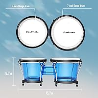 Vista 5 de Soulmate Juego de Bongos para Adultos Principiantes Niños de 6" y 7" Juego de Bongos Profesionales Cavidad Transparente y Bongos de Metal