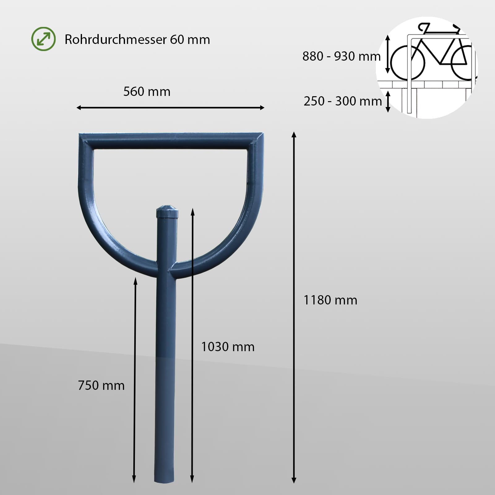 TRUTZHOLM Fahrradanlehnbügel 118x56 cm zum Einbetonieren Anthrazit Typ D