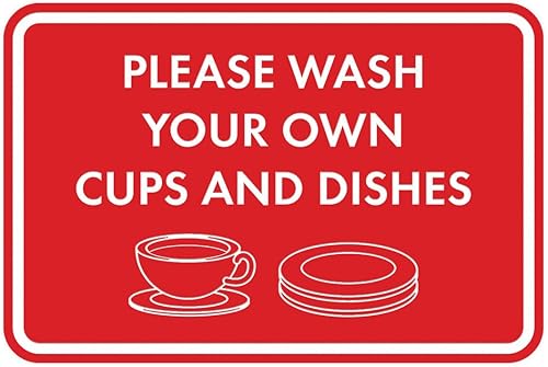 Miniatura 7 de Letrero clásico enmarcado con texto en inglés Please Wash Your Own Cups and Dishes (oro cepillado), pequeño