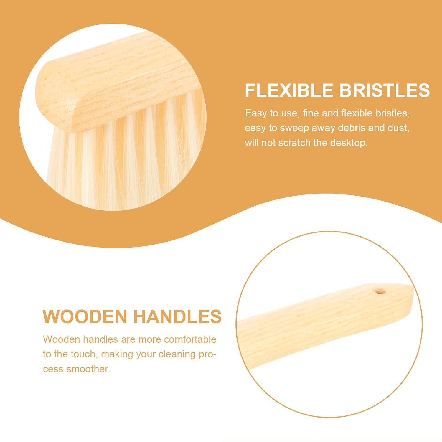 Wood Handle Dusting Brush 2pcs Soft Bristle Hand Brooms for Lampshade Fabric Cleaning Reusable Household Dust Cleaning Tools for Floor and Table Lamps