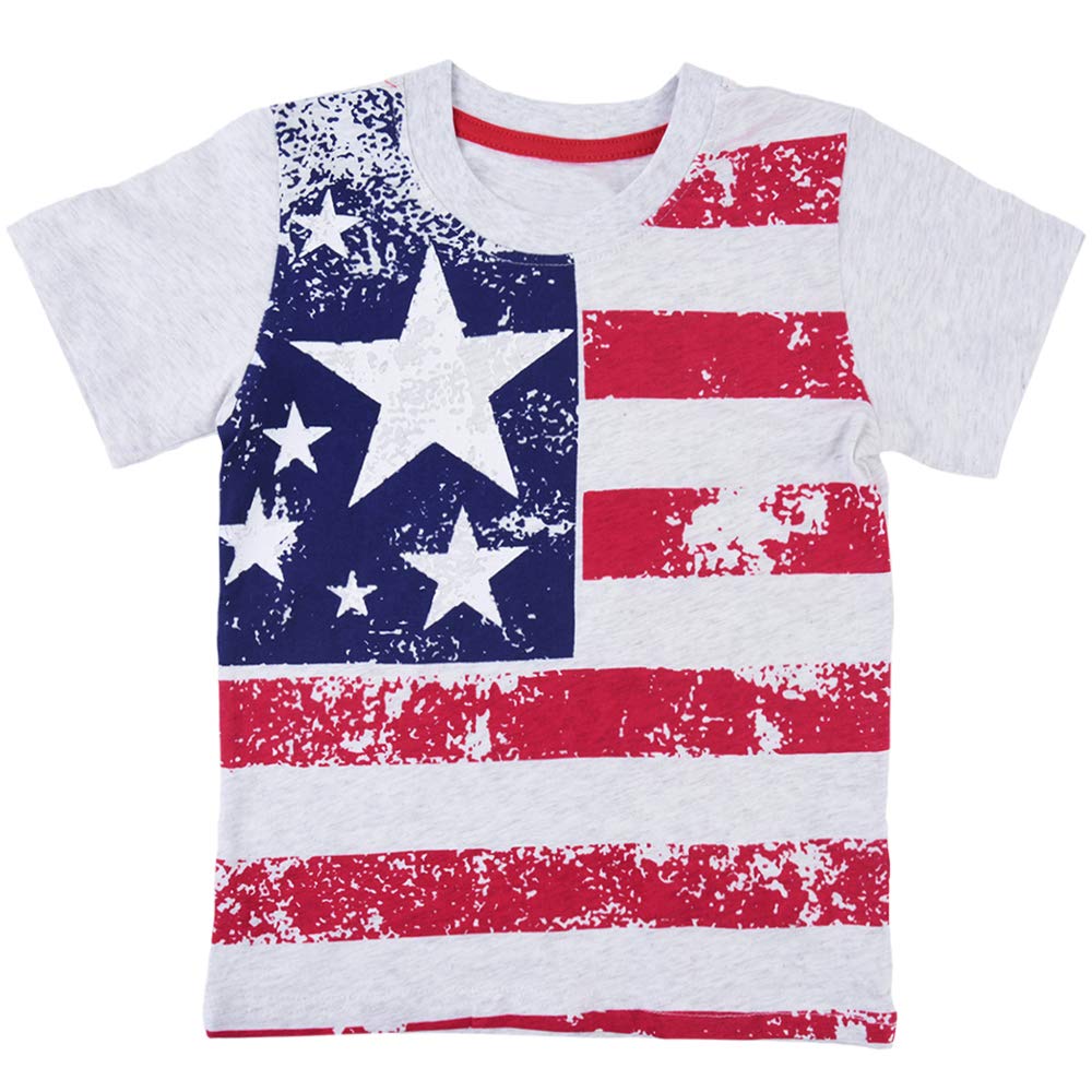 Little Boys 4th of July T-Shirt American Flag Tees Kids Toddler Short Sleeve Tee Shirts 2-8 Years